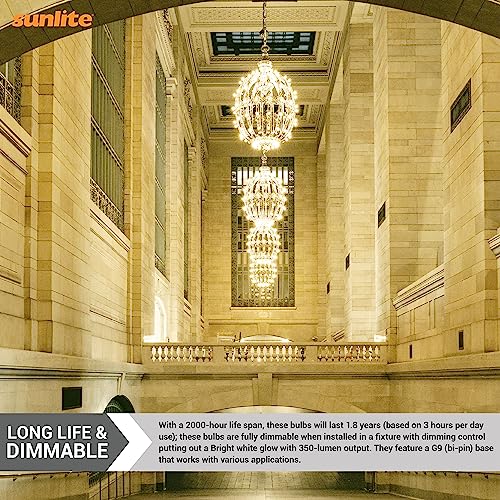 Sunlite Q40/Fr/G9/120V/12Pk Halogen 40W 120V Q40 Single Ended Capsule Light Bulbs, Frosted Finish, 3200K Bright White, Bi-Pin (G9) Base, 12 Pack #TOP4