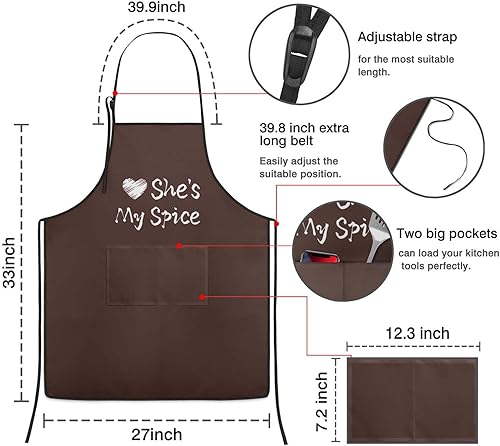 Miniatura 3 de BOOWEATS Delantal de cocina para parejas, para él y para ella, juego de delantales de regalo para el día de San Valentín, divertido delantal de chef