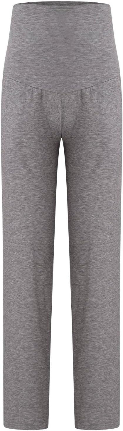 Womens Maternity Pants Casual Loose Wide Leg Cozy Pant Pregnancy Palazzo Lounge Trousers with Pocket