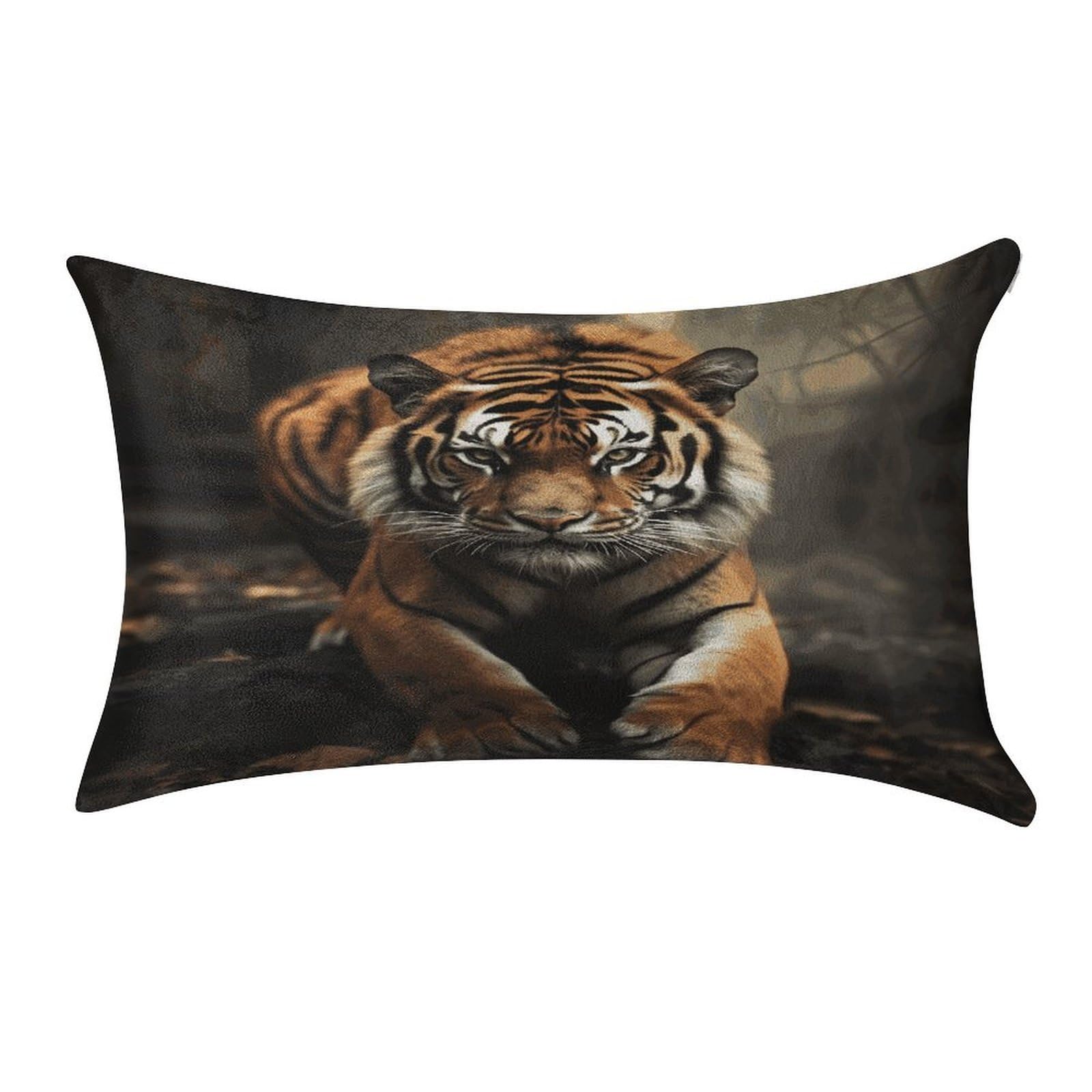LDGSUPH Wild Animals Tiger Velvet Throw Pillow Covers Cozy Pillow Shams Pillowcases Detachable Pillow Cases Soft Cushion Cover with Zipper for Sofa Car Bed Pillow Protectors 12 "×20 "