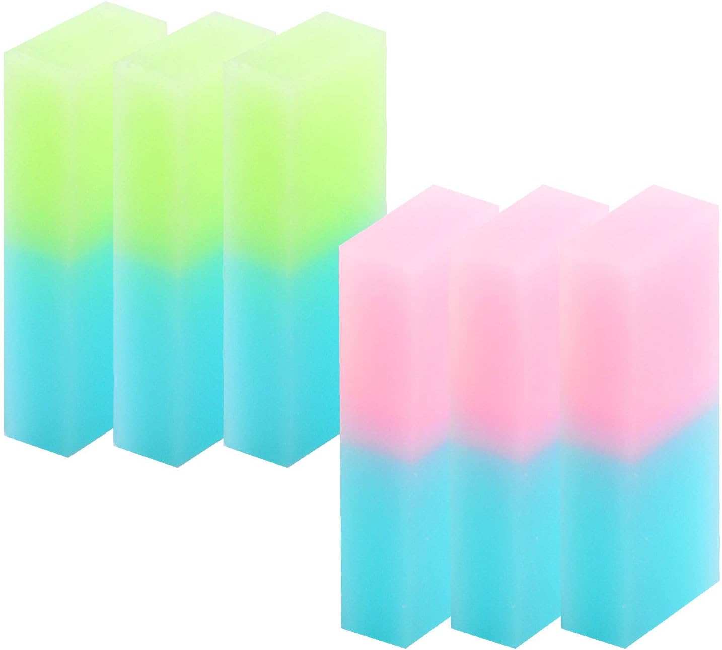 Rubber Eraser,6 Pieces Translucent Gradient Erasers Cube Candy Colors Soft Flexible Art Eraser for Kids at School Home Office