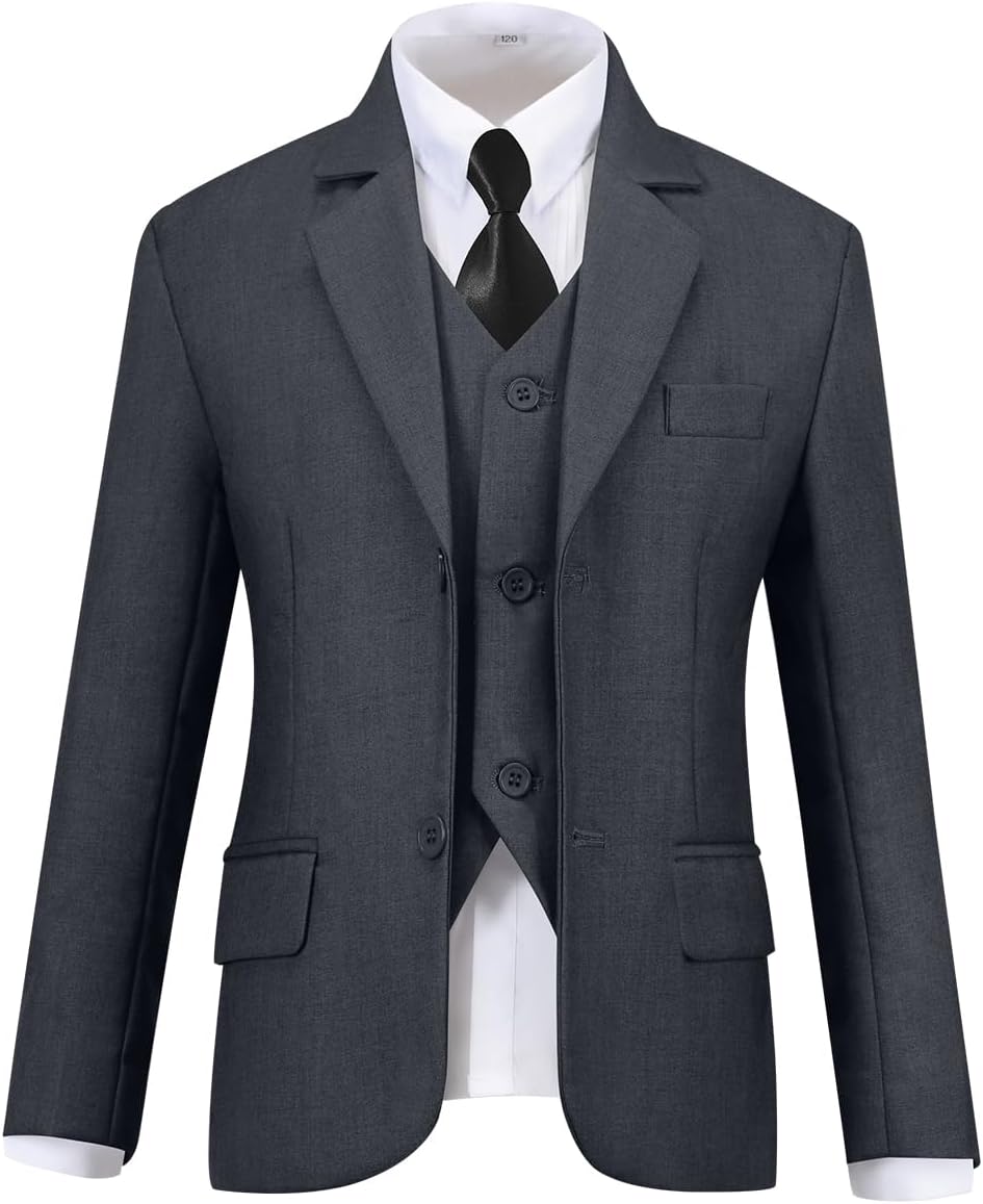 Visaccy Boys Formal Suit Slim Fit Dress Clothes Ring Bearer Outfit Tuxedo Suits,Adjustable Waist - Image 3