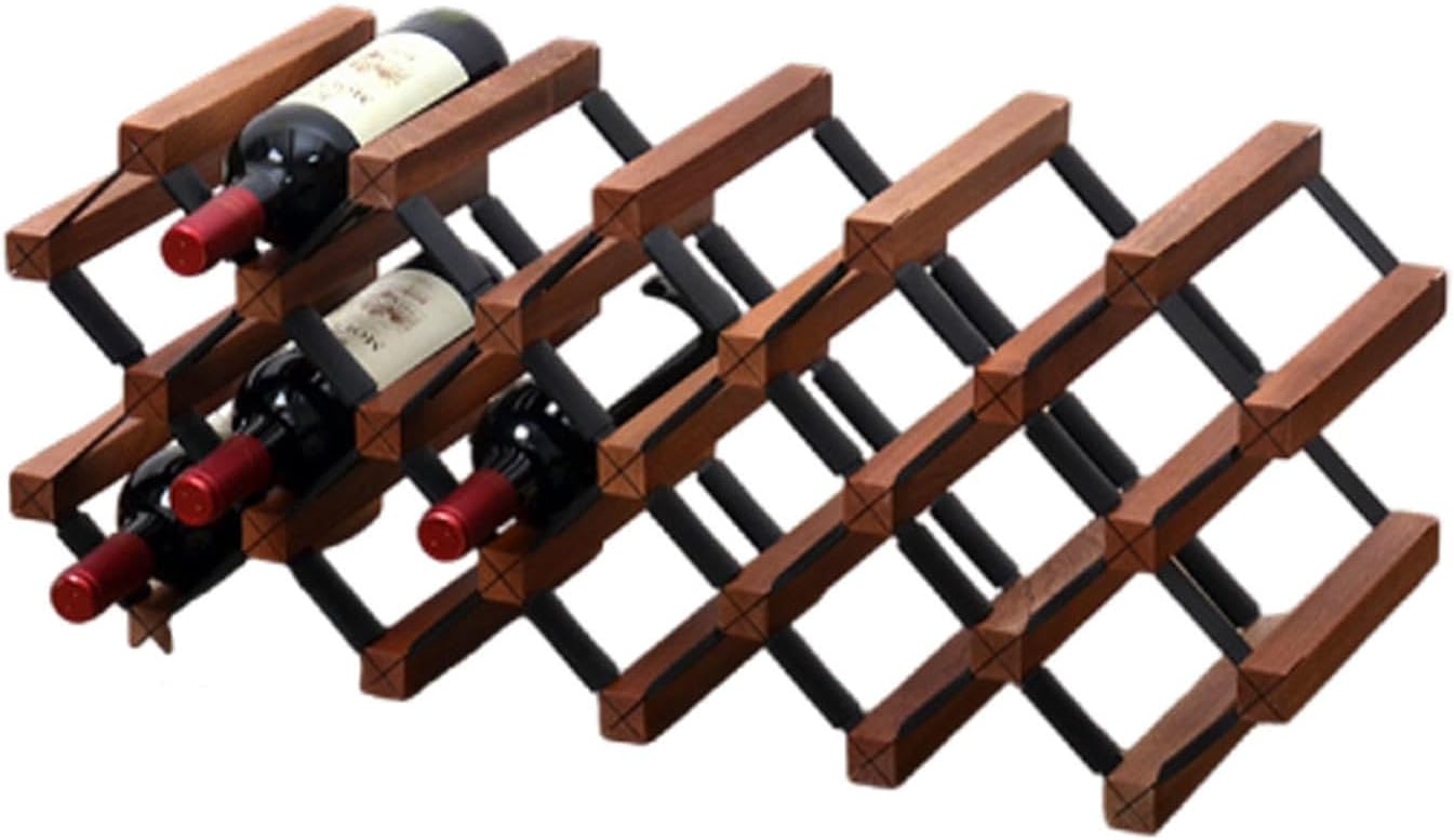 Generic Wine Rack, Display Rack, Freestanding Storage Rack, Countertop Wood Rack - Stackable Shelves for Red,A