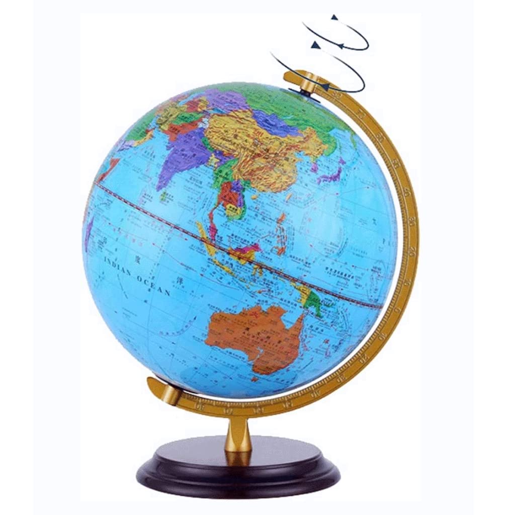 Globi Geografici Mappamondo Mondiale con Supporto in Legno Mappamondo per Bambini con Supporto in Legno 32 cm/12,5" Home Decor