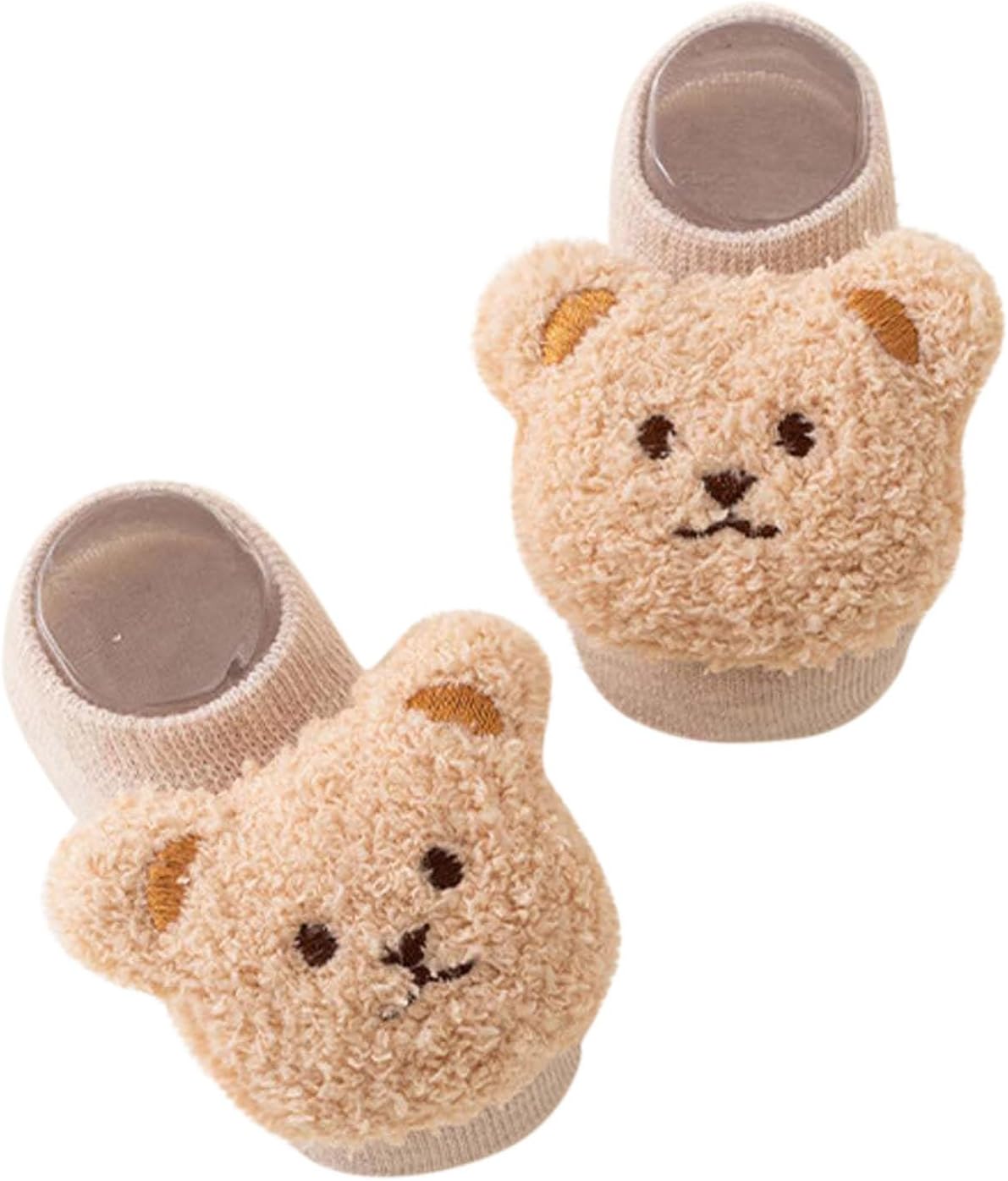 Kids Fuzzy Bear Slipper Socks Low Cut Cozy Indoor House Socks
