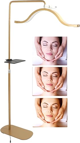 Lámpara de media luna para extensión de pestañas, 29 pulgadas, 3200K a 5600K, luz de piso LED con soporte para teléfono, iluminación para belleza