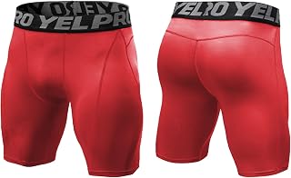 KJDWJKJRF Men's Short Leggings Sports Shorts Knee-Length Running Shorts Sports Shorts Briefs with Bulge Pouch Compression Shorts Quick-Drying Base Layer Underwear