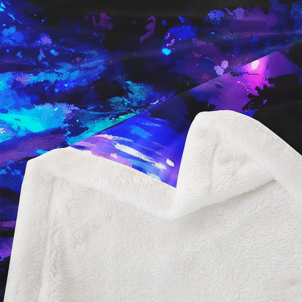 Feelyou Dragon Sherpa Blanket Magical Fantasy Fleece Throw Mythical Creatures Plush Blanket Boho Psychedelic for Sofa Bed Couch,Blue,Queen 90x90 Inch