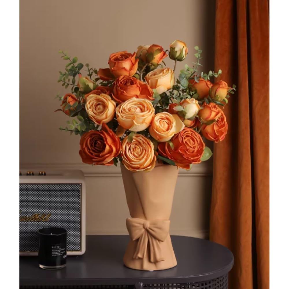 Rose di seta fiori artificiali in vaso composizione di fiori finti con vaso for la decorazione dell'home office senza vasi