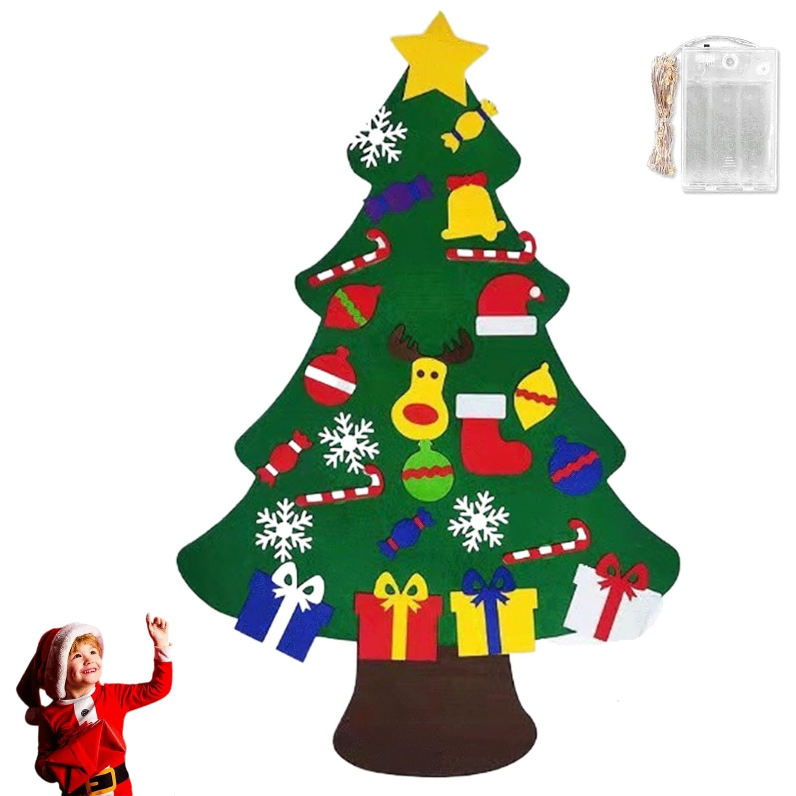 2027 New Montessori Felt Christmas Tree for Toddlers with Lights，H