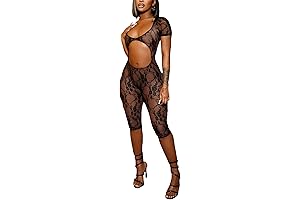 Women's Sexy Mesh Lace Jumpsuit See Through Backless Outfits