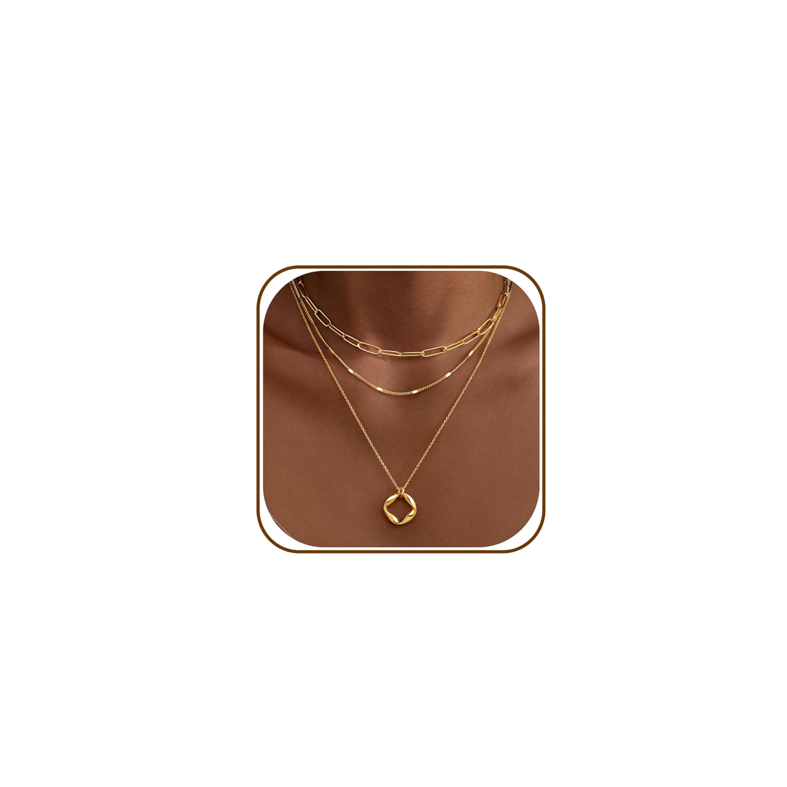Poxtex Layered Gold Necklaces