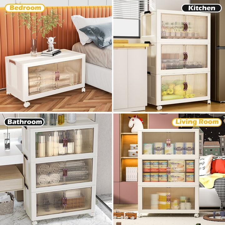 Miniatura 6 de Contenedores de almacenamiento plegables de 102 cuartos con tapas, organizadores de armario y almacenamiento, contenedores de almacenamiento