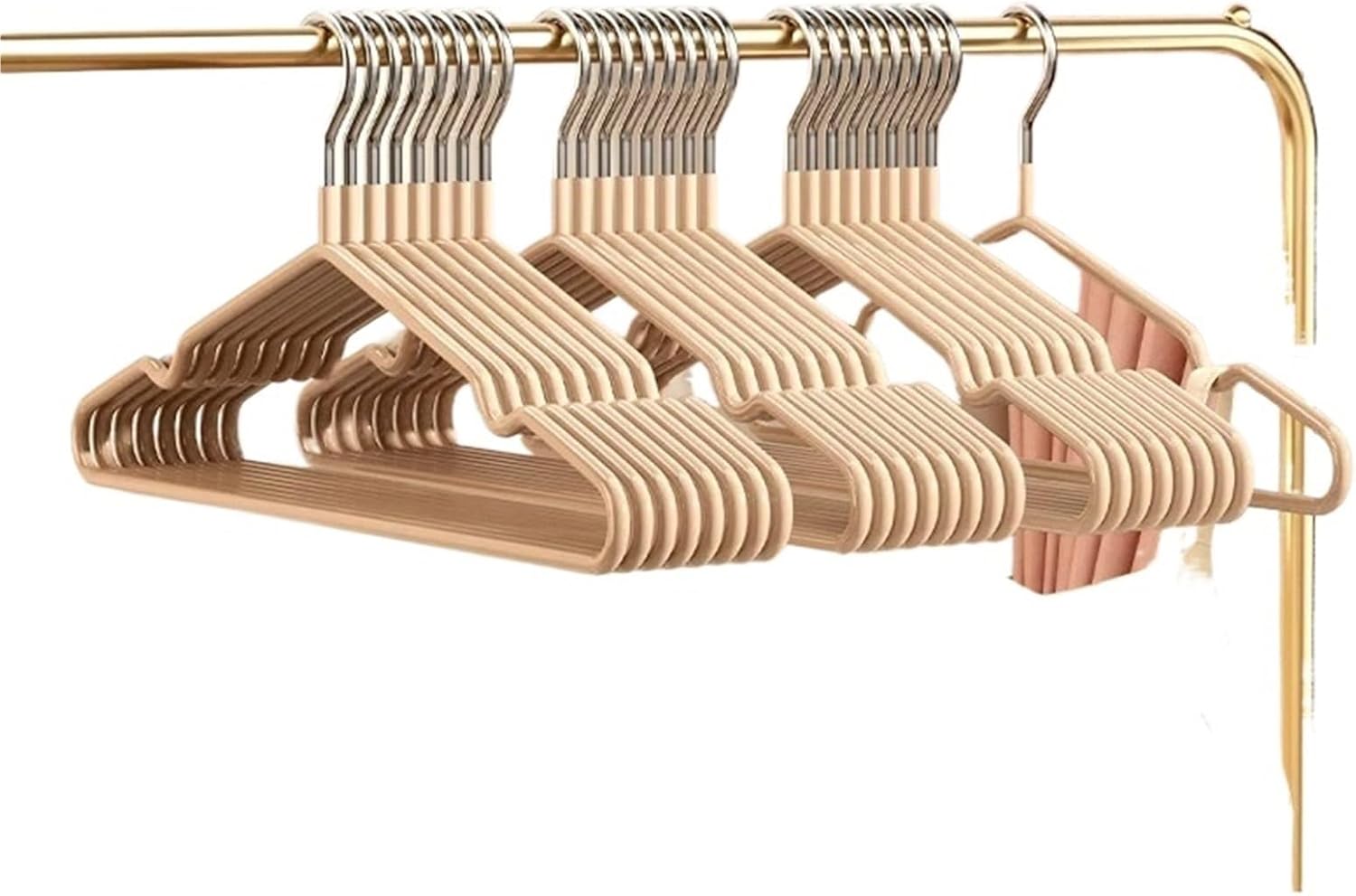Coat Hanger 10pcs Non-Slip Coated Metal Suit Coat Hangers Heavy Duty Clothes Hangers Metal Shirt Jacket Hanger with Round Notches(Ivory)