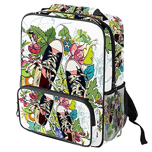 Sac à dos ordinateur portable avec motif fleurs et chaussures pour le travail