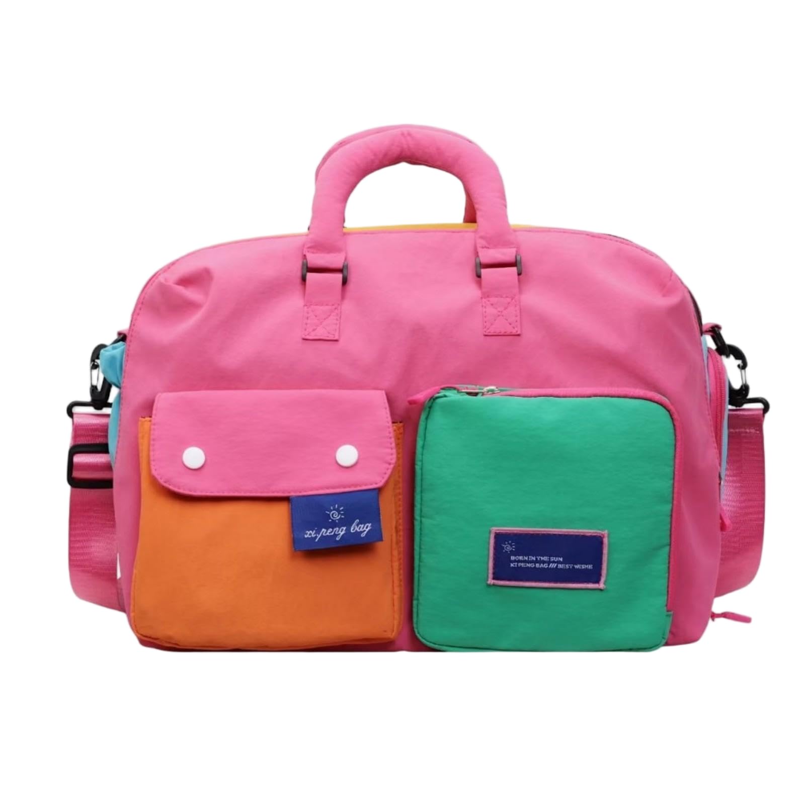 XXDML Sac de Voyage Couleur opamine avec Compartiment à Chaussures, Sac polochon Ultra léger en Nylon pour Hommes et Femmes, Sac Week-End avec Sangle pour Trolley pour Escapade en Avion.