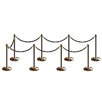 Vista 97 de CCW Kit de puntal de poste y cuerda con 2 postes superiores de corona de latón pulido y 1 cuerda de algodón de terciopelo resistente negro (6 pies)