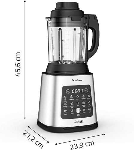 Moulinex Perfectmix Cook, Blender chauffant haute performance, 10 programmes auto, Recettes chaudes et froides, 1 400 W, panier vapeur, LM83SD10, 1400 W/INOX - 8