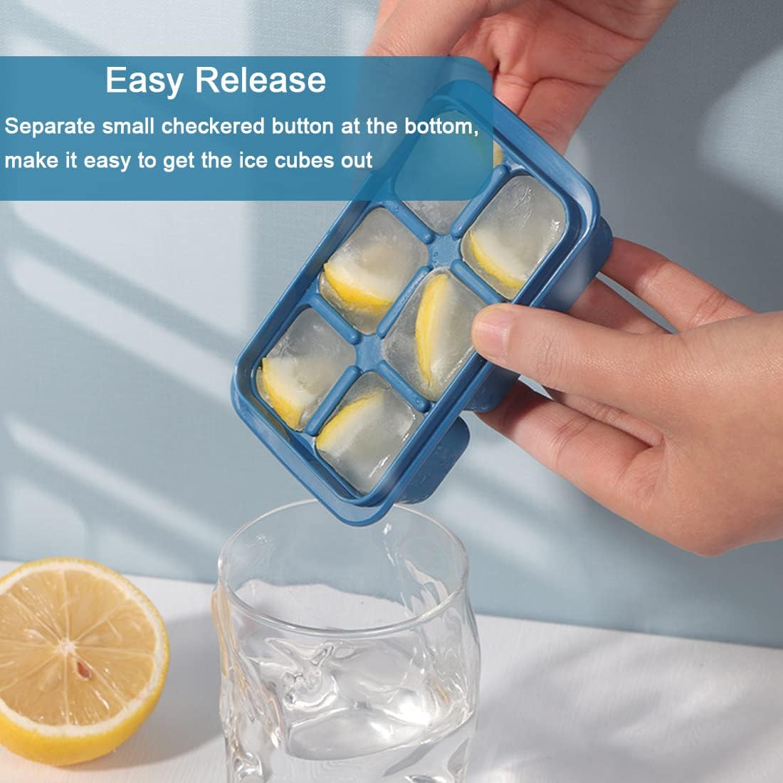 Ice Cube Trays 2 Pack - Mini Size Silicone Ice Cube Molds with Removable Lids Reusable and BPA Free for Whiskey, Cocktail, Stackable Flexible Safe Ice Cubes
