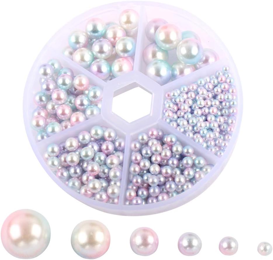 PRETYZOOM 1 Box Imitation Pearl Beads Rainbow Color No Holes Round Pearl Beads Loose Spacer DIY Craft Vase Filler Table Scatter Wedding Party Decoration Style 2