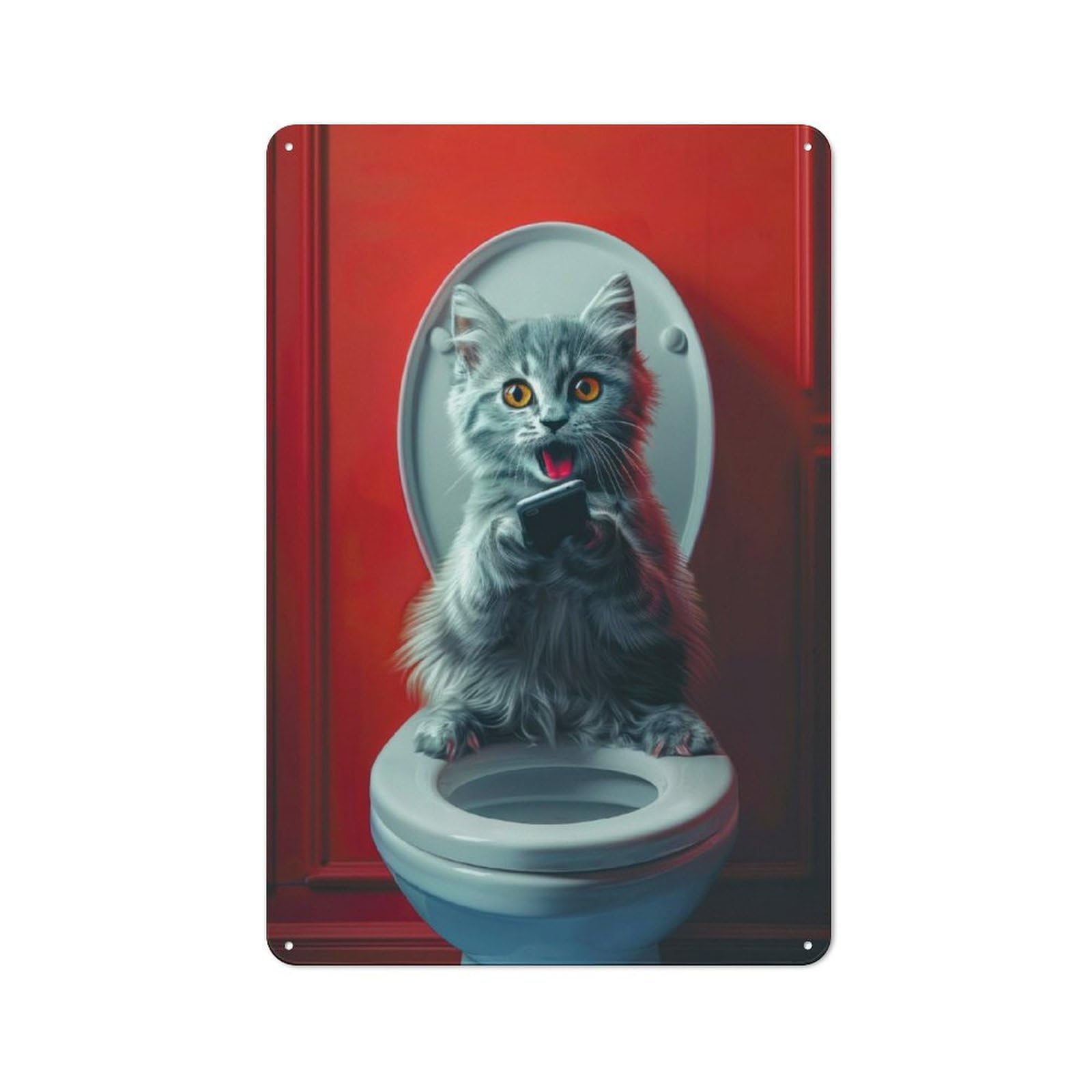 Junmoney Texting Tabby For Lounge Or Reading Corner, Retro Metal Sign 30X20cm, For Metal Sign Collectors, For Garage And Workshop Walls
