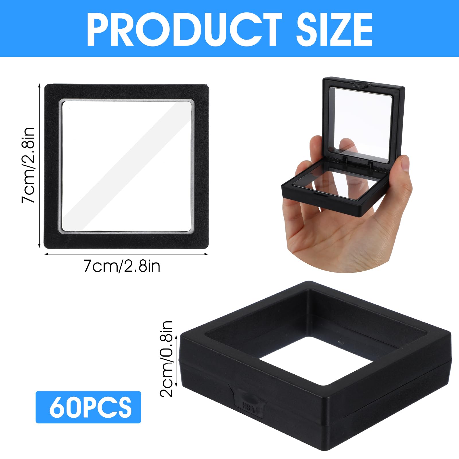 4 Pcs Présentoir À Bijoux Affichage Cadre Flottant Vitrine De Pièces Monnaie