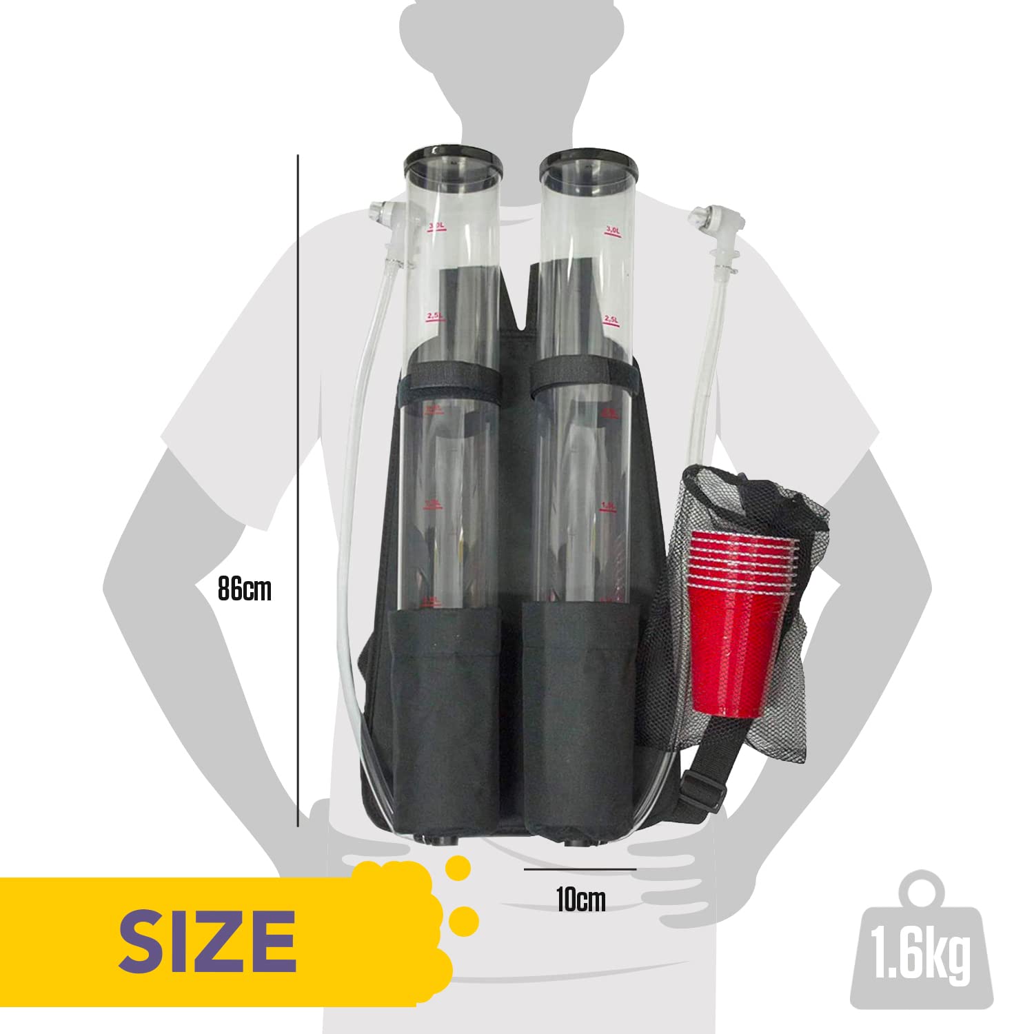 Double Girafe à Bière Jet Pack | Distributeur Boisson | Sac à Dos | Qualité Premium | 2 Réservoirs | 2 x 3L de Boisson | 2 Tireuses à Bière | Apéro | Soirée | House Party | OriginalCup®