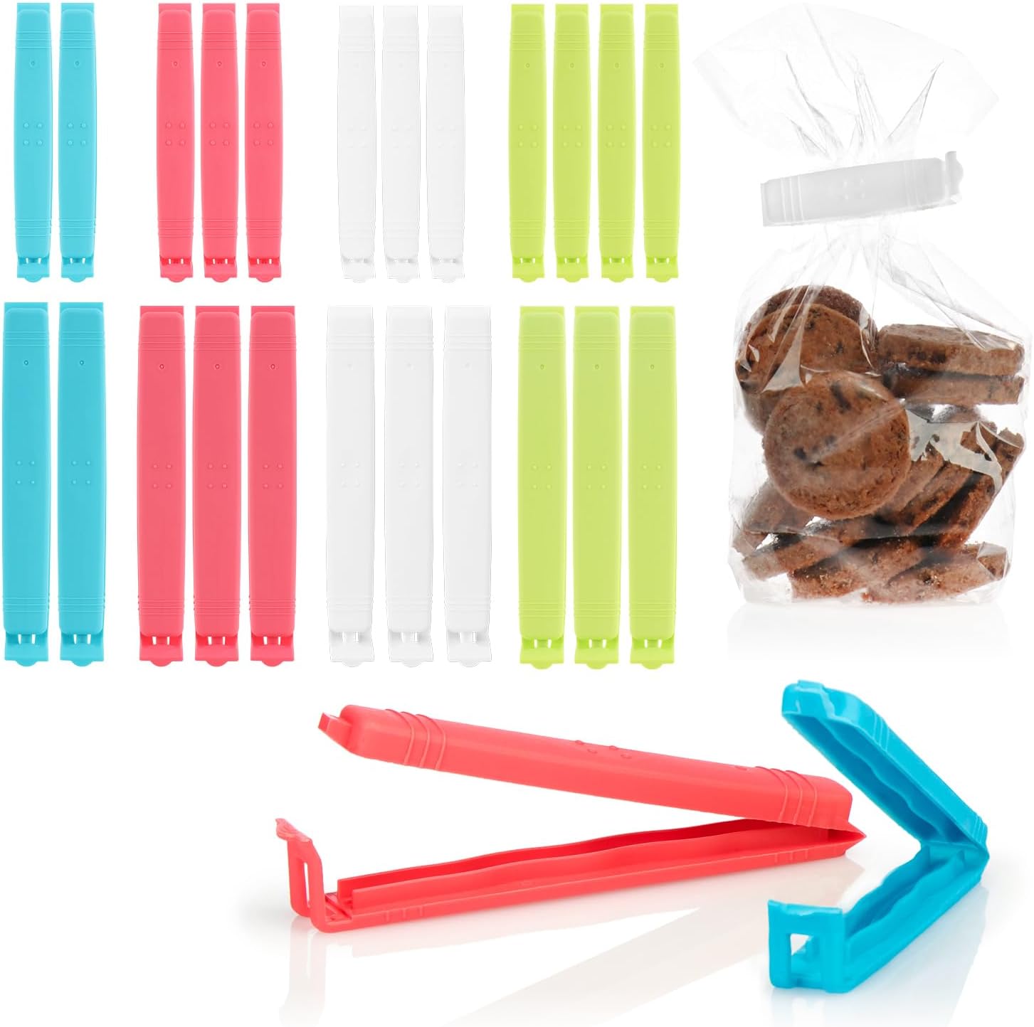 Clips De Fermeture En Plastique - Lot De 36 (6, 8, 11, 14 Cm), Pour Sachets Alimentaires, Rangement