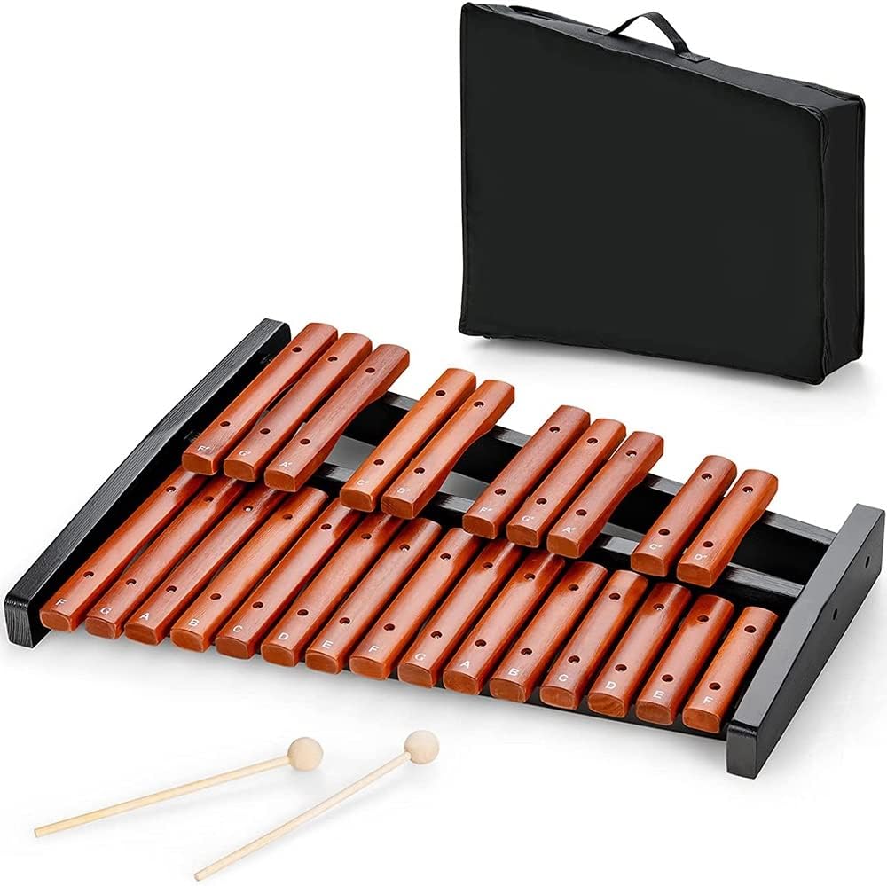 25 Note Xylophone For Educational Musical Instrument, Wooden Percussion Gift, Professional Glockenspiel For Adults And Kids, With Mallets And Carrying Bag