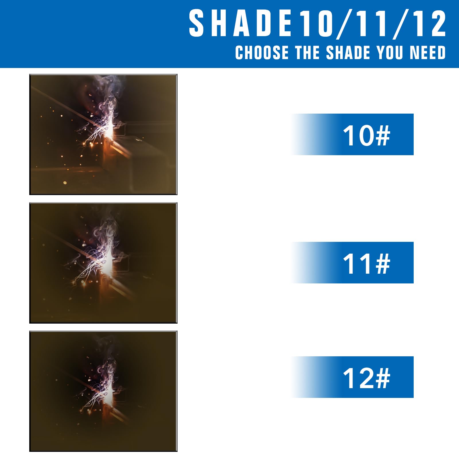 TRQWH Lente de vidrio de soldadura dorada de 4.5 x 5.25 pulgadas, 2 filtros de casco de oscurecimiento de lente de vidrio endurecido (pantalla de vidrio 12)