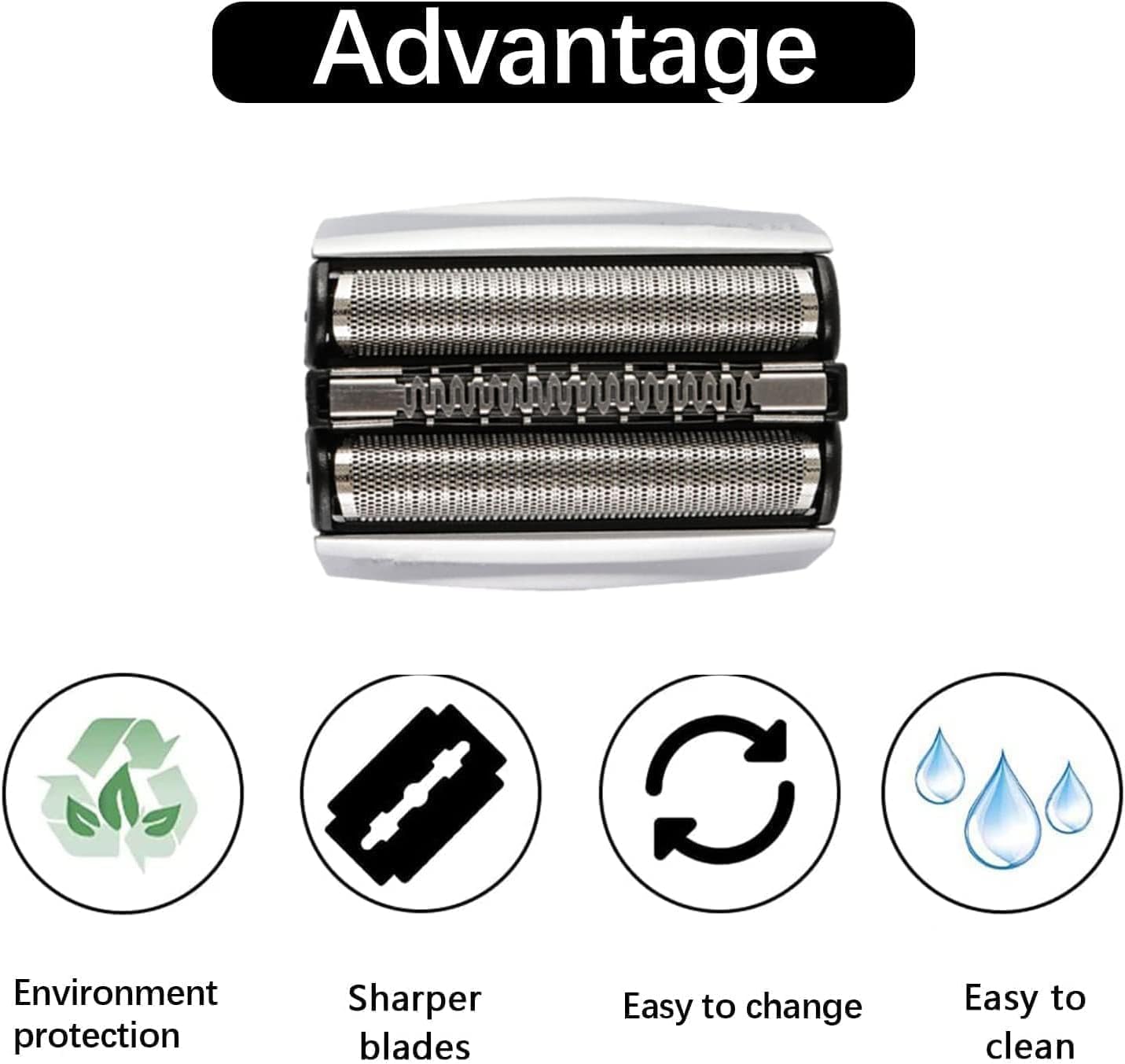 70S Replacement Shaver Heads Compatible with Braun Series 7 Electric Razors, 70S Replacement Blades for Braun s7 Foil and Cutter 720cc, 730cc, 735s, 750cc, 760cc, 790cc