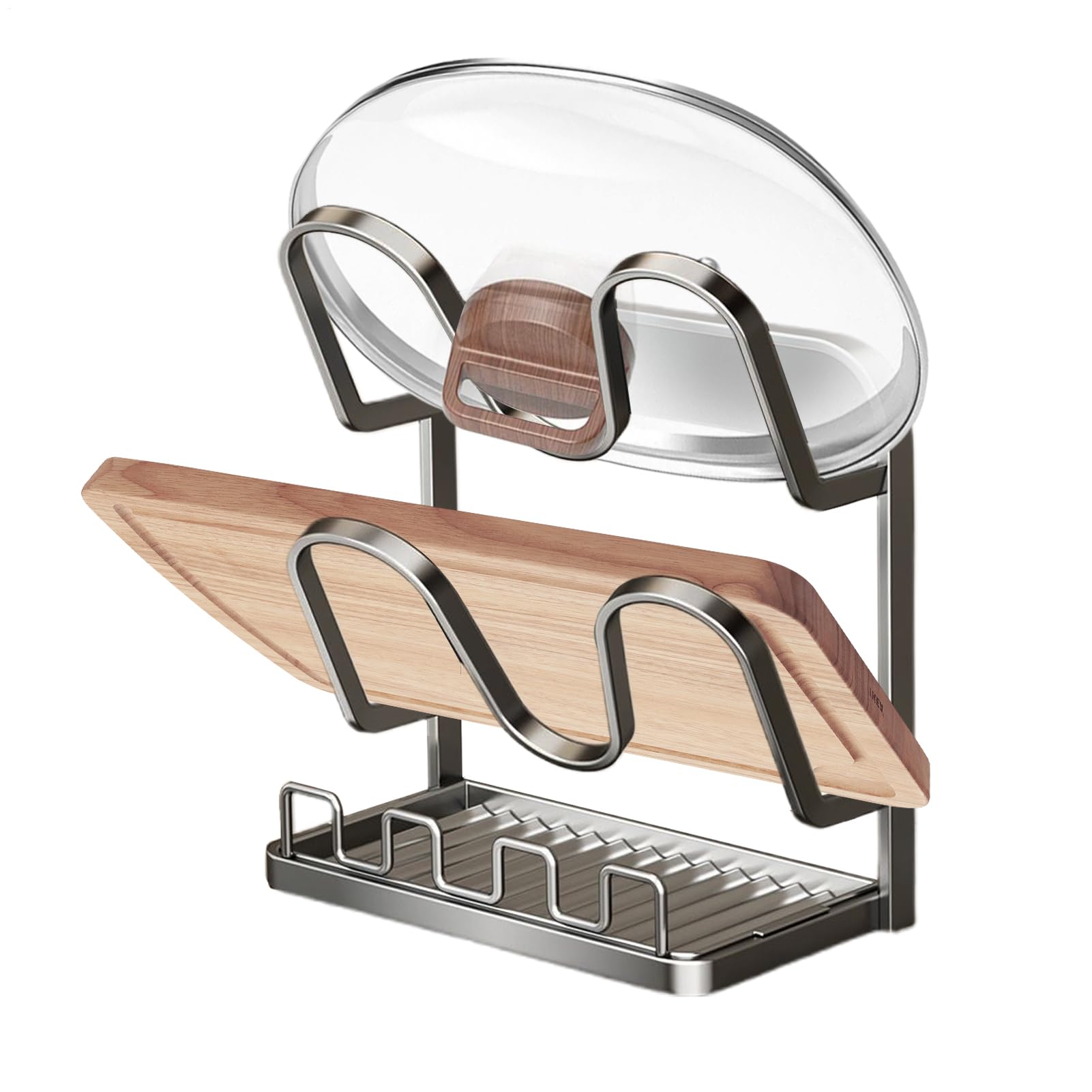 Organizer Für Topfdeckel Mit Tropfschale, Platzsparende Und Non-Slip