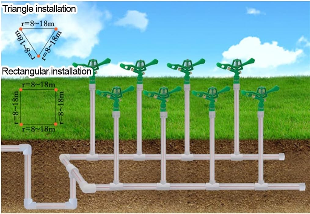 3/4" Garden Water Sprinkler with Male Thread Rotate Rocker Arm Spray Nozzle Agriculture Tools Watering 1 Pc