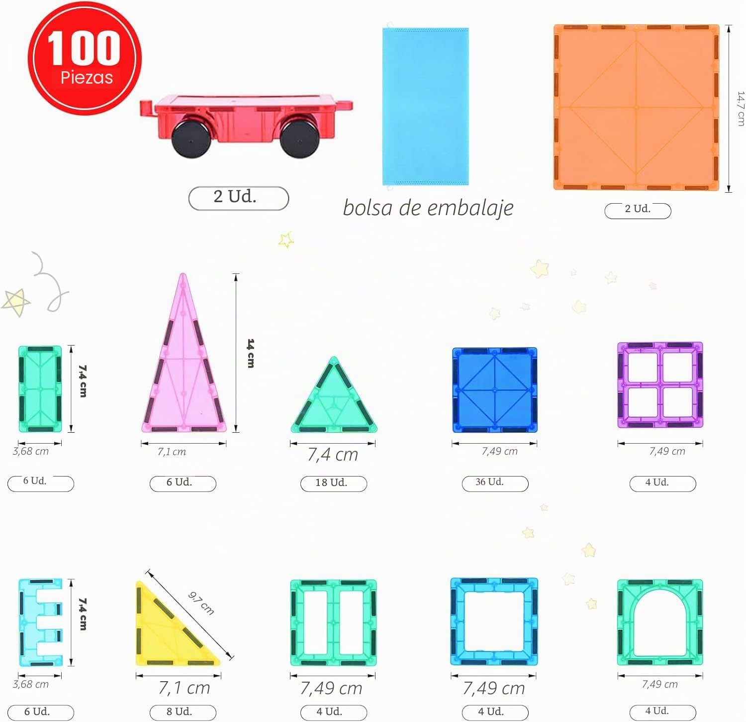 Katiago Bloques Magnéticos Niños 100 Piezas 3D Juguetes de Construcciones Magneticas Niños Stem Creatividad Juguetes Educativos Regalos para Mayores de 3 años