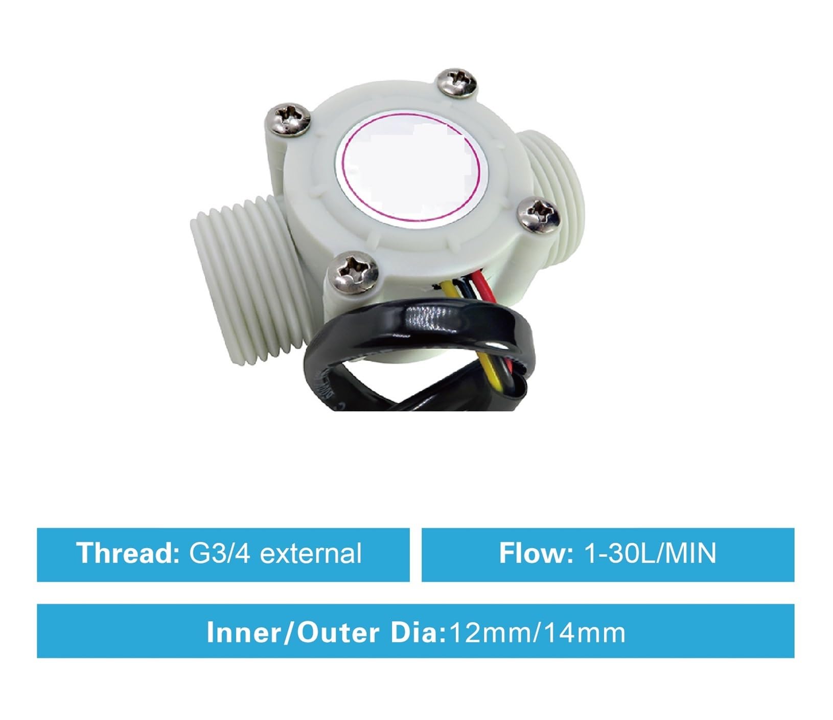 Sensore di Flusso d'Acqua Misuratore ad Effetto Hall Liquido in Nylon(YF-S403 DN 20)