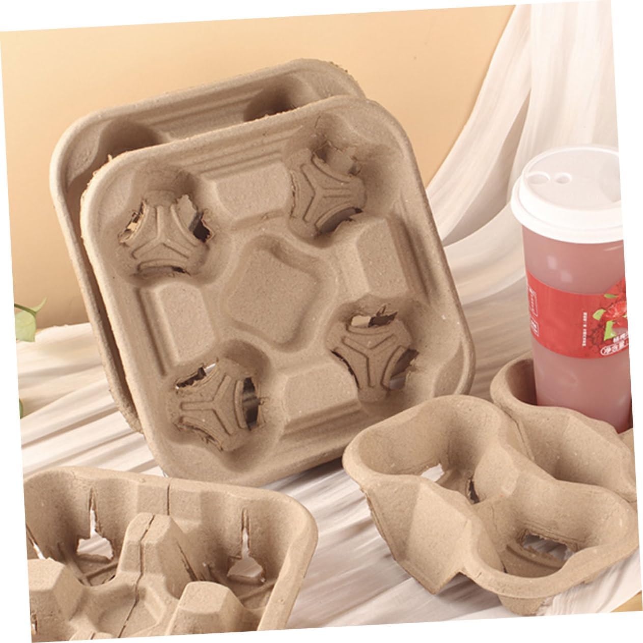 25pcs Convenient Cup Holder Paper Drink Carrier Tray for Milk Tea Coffee Takeout Beverage Packing for Safe Transport