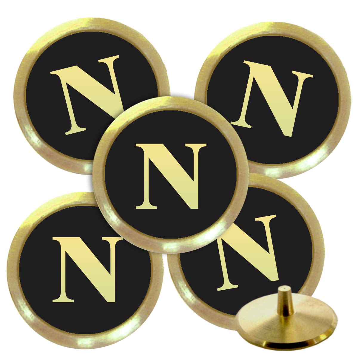 Best Impressions Solid Brass Personalised Golf Ball Markers with Initials (N)