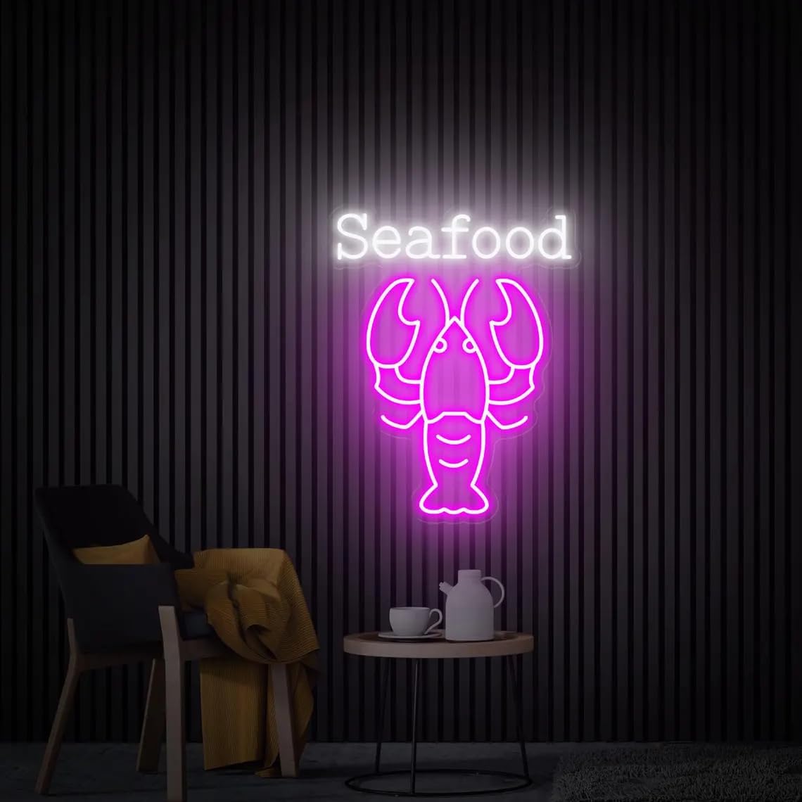 シーフードロブスターネオンサイン、シーフードLEDサイン、ショップウォールデコ、シーフードレストランデコ、ビジネス、店舗デコ、最高の