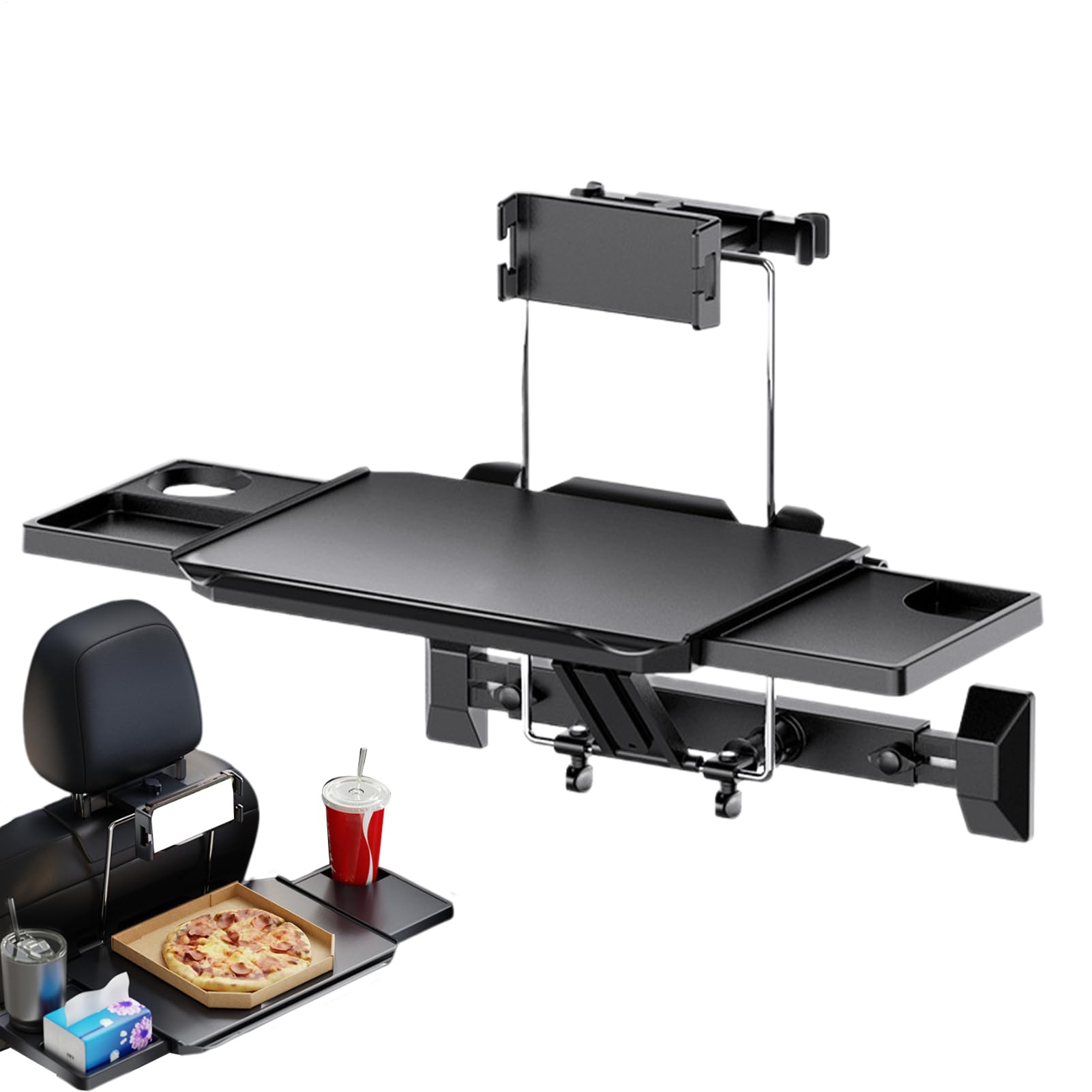 Mesa de Asiento Trasero de Coche, Organizador de Mesa de Asiento Trasero, Escritorio de Comedor de Viaje Ajustable, Superficie portátil para Alimentos, Mesa multifunción para niños y Adultos
