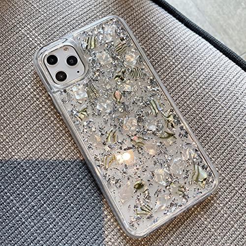 Coque iPhone 8 pailletée argent avec feuille d'or antichoc
