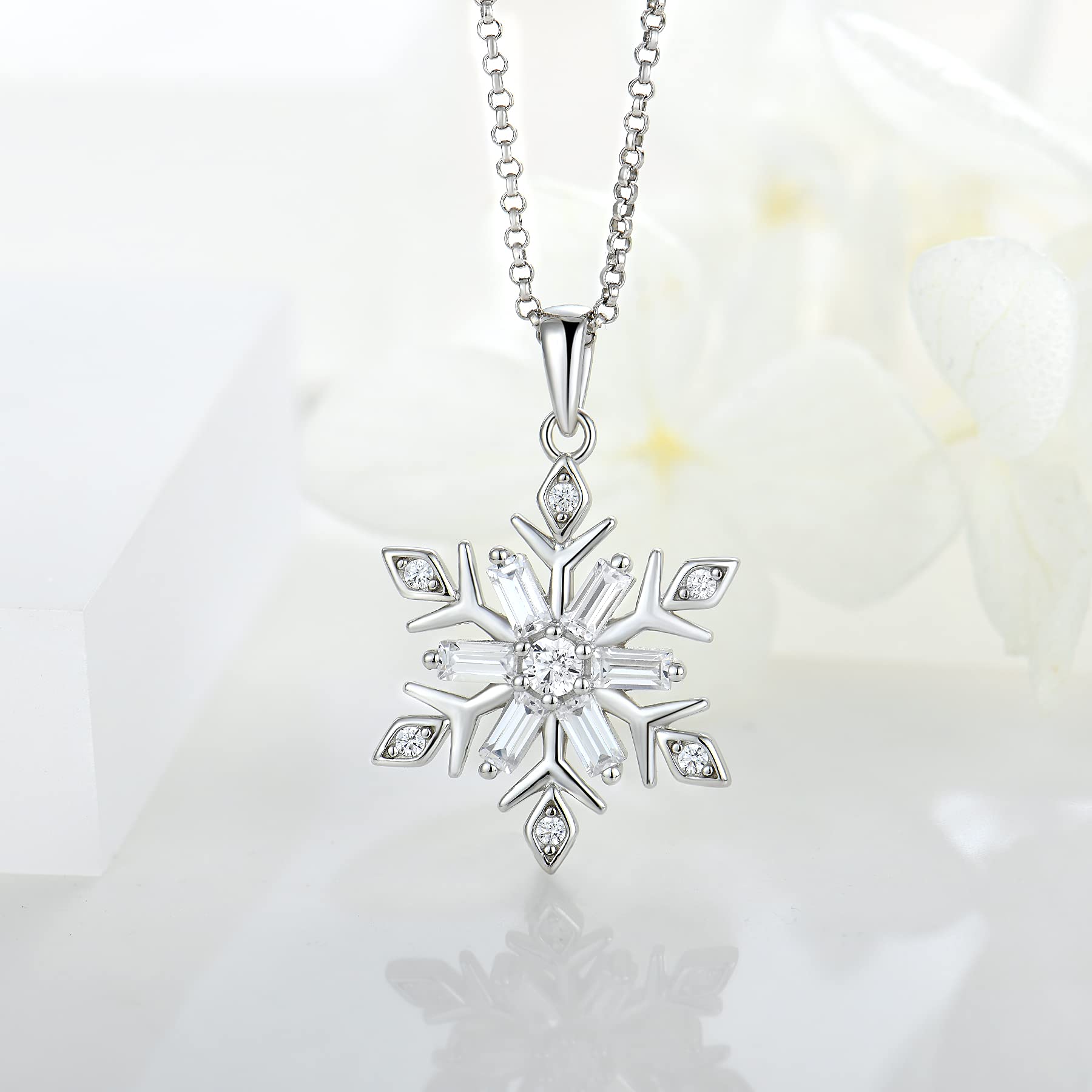 JO WISDOM Collar Colgante Copo de nieve Plata de ley 925 Cristales Swarovski Mujer Joyería