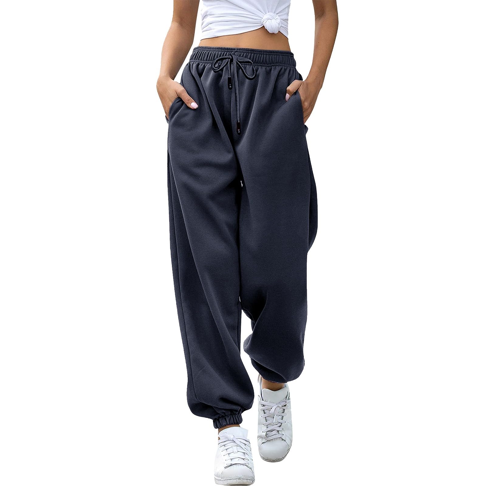 Pantalones de verano para mujer, ligeros, ligeros, para el tiempo libre, con cintura alta, pantalones largos de tela transpirable, pantalones de yoga para gimnasio, exterior, casa, vacaciones