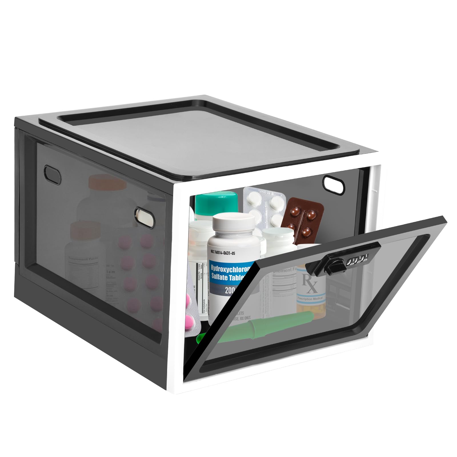 Lockable Storage Box, Large Medicine Storage Box with Lock, Medication Lockable Container, Safe Locking Storage Bin Organiser for Fridge Food, Snacks, Electronics, Phone, Tablet Jail, Home Safety