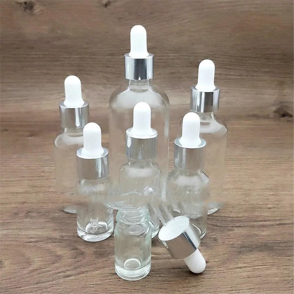 Cristalería de Laboratorio 10 pipetas de vidrio transparente de 5 ml a 100 ml con tapón de rosca plateado for laboratorio.(30ml)