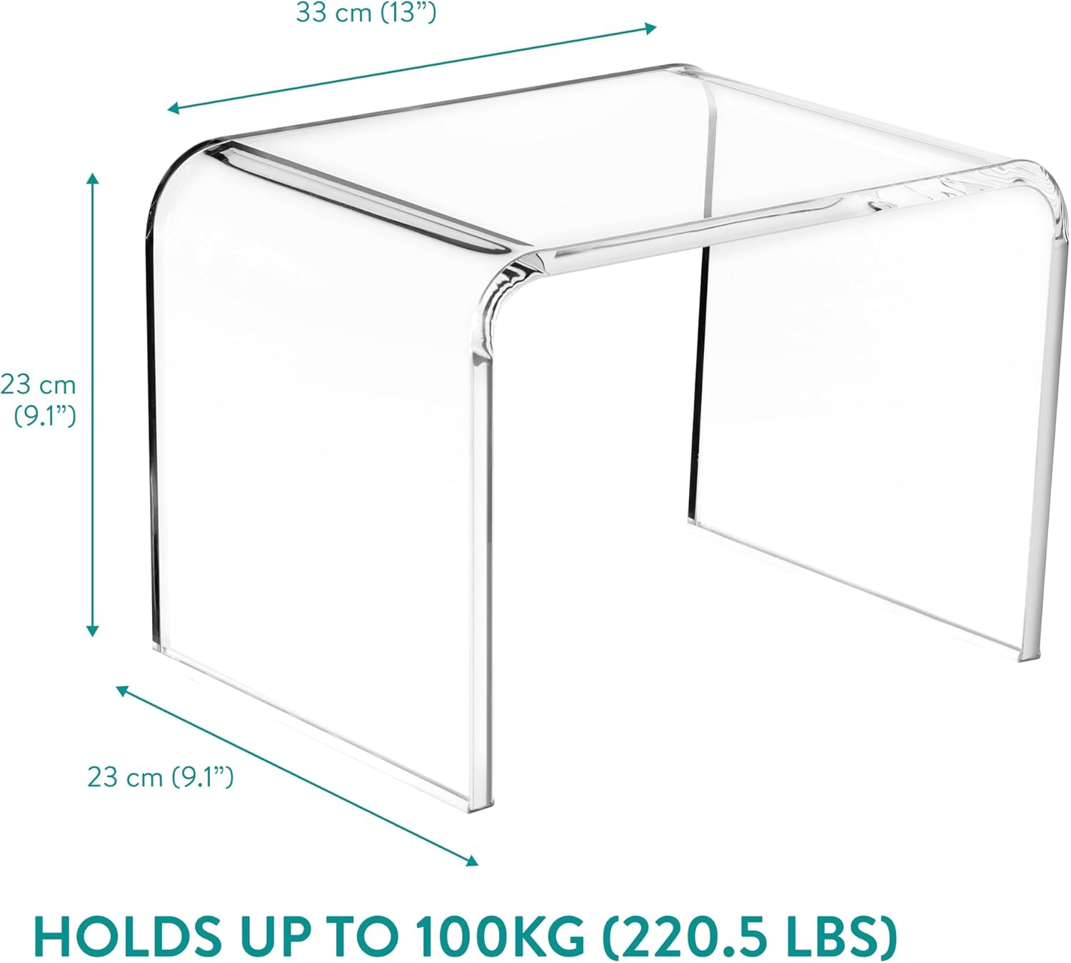 Navaris Acrylic Stool - Clear Shower & Bath Chair - Plastic Bench Ideal for Bathroom and Toilet - Step Stools to Sit in Shower - Versatile Modern Design - Stable and Non-Slip