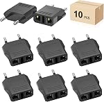 Travel Adapter, 4 Pack of US/CA to European Plug Adapter Travel Power Plug Universal Power Jack Wall Plug Converter (White-4pack)