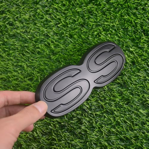 Image of 1Pc 1971 1972 Chevelle El Camino Super Sport SS Rear Bumper Emblem Letters with Hardware Replacement for SS (Matte Black)