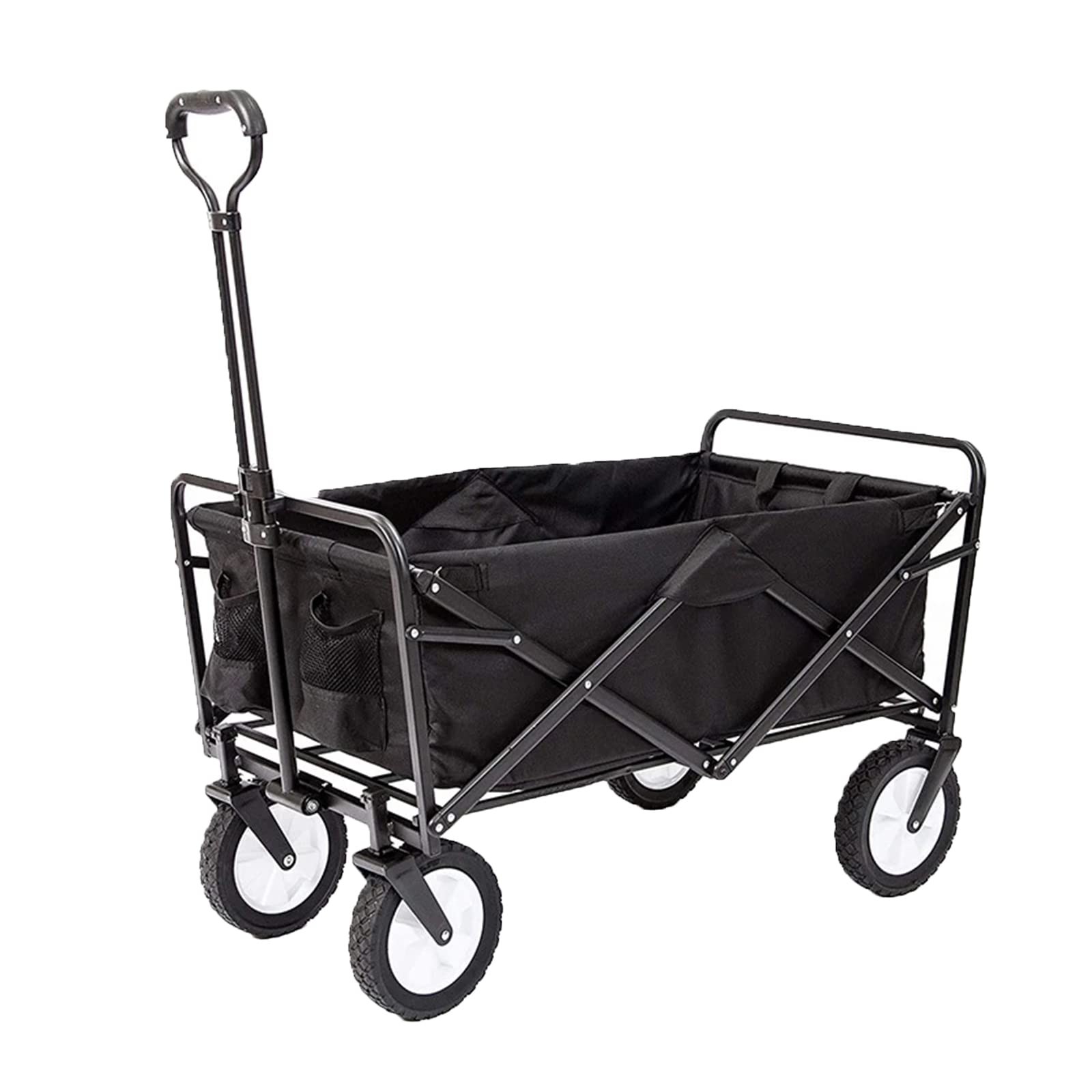 FHRKA Collapsible Folding Utility Wagon Cart for Outdoor Camping, Beach, Garden & Sports - Adjustable Handles, Portable & Easy to Transport