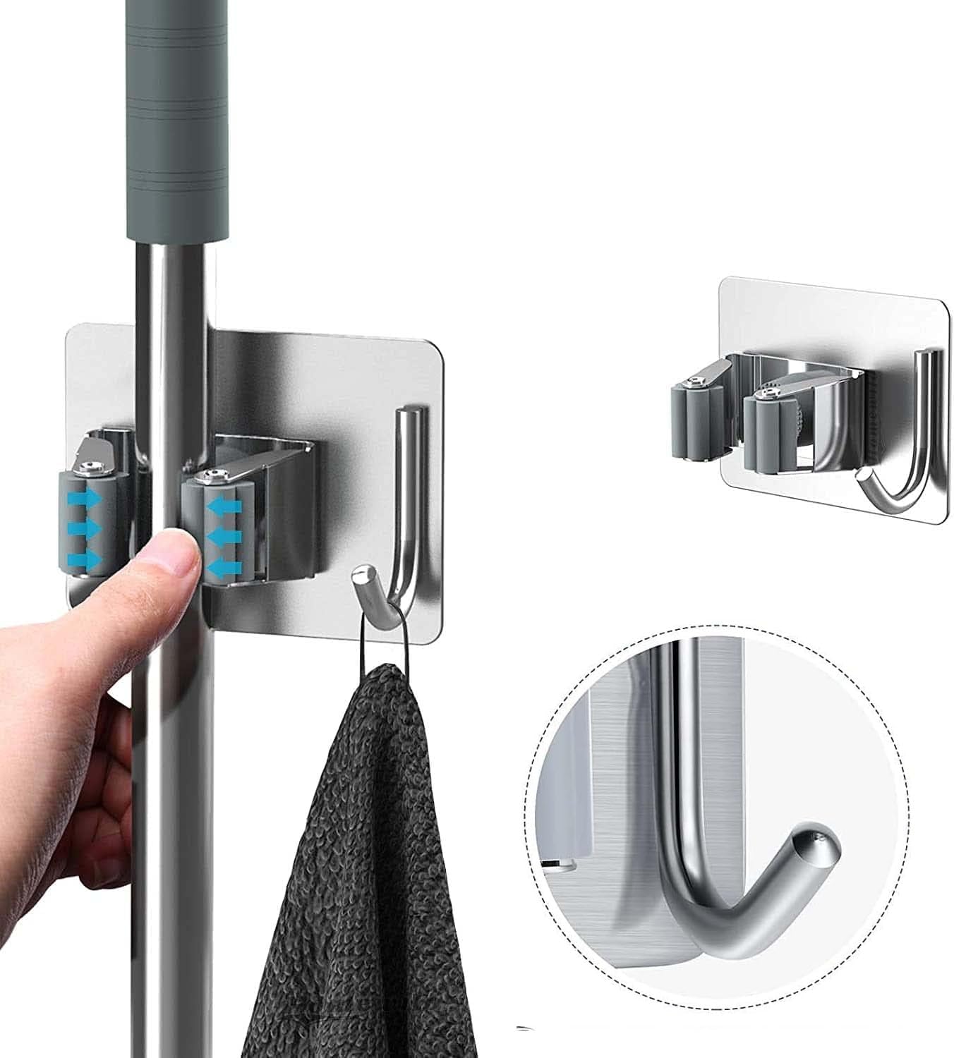 JIALTO 1 Pcs Stainless Steel Broom Holder With Hook - Wall-Mounted Adhesive Storage Solution for Broom Holders, Home, and Kitchen Organization Mop Handles (B0CMTXF4C9) Amazon Price History, Amazon Price Tracker