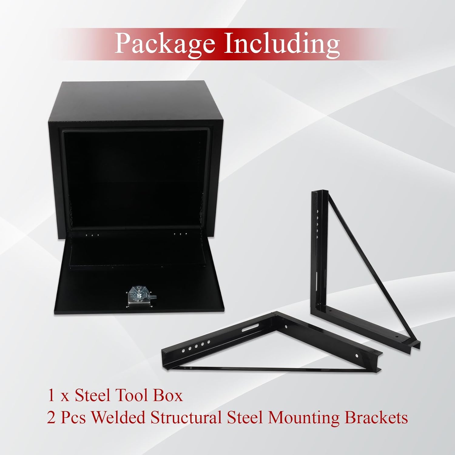 30"x 24"x 24"Inch Steel Underbody Truck Tool Box & T-Handle Latch Heavy Duty For Trucks Trailers RV ATV+2PCS 24 x 24 Inch Welded Structural Steel Mounting Brackets Black